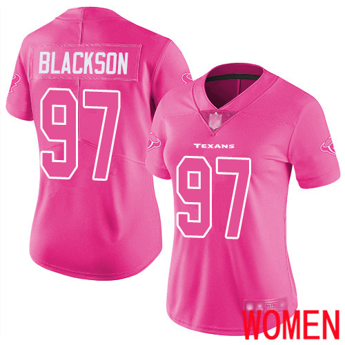 Houston Texans Limited Pink Women Angelo Blackson Jersey NFL Football #97 Rush Fashion->women nfl jersey->Women Jersey